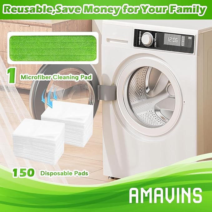 AmaVins 3 Pack Microfiber Cleaning Pads, Reusable Microfiber Mop Pads for 18 Inch Mop, Hardwood Floor Replacement Cleaning Mop Pads, Machine Washes