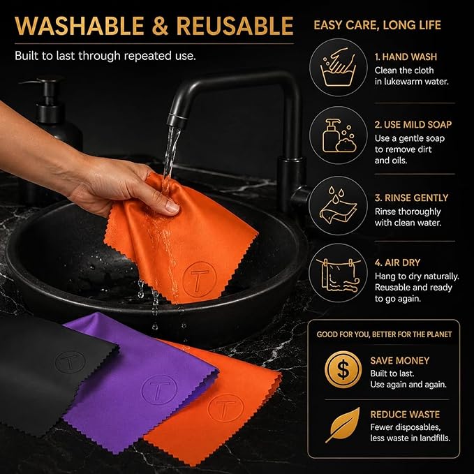 Extra Large Microfiber Cleaning Cloth – 3 Pack, 12"x12", 230 GSM Thick Lens Cleaner for Glasses, Camera & Screens, Ultra Soft, Streak-Free, Lint-Free, Scratch-Safe (Bold Series)