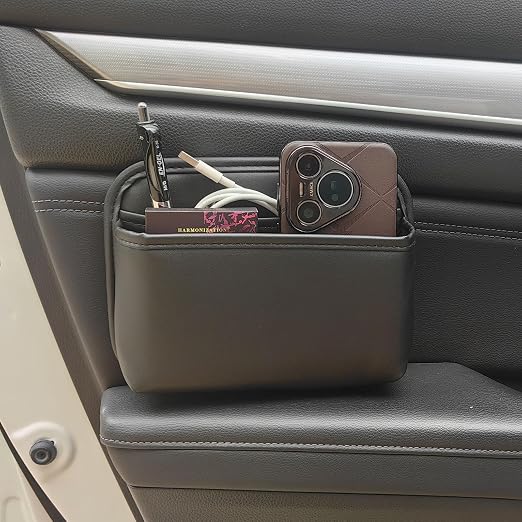 Car Seat Side Pocket Organizer for Car Doors and Consoles, Black