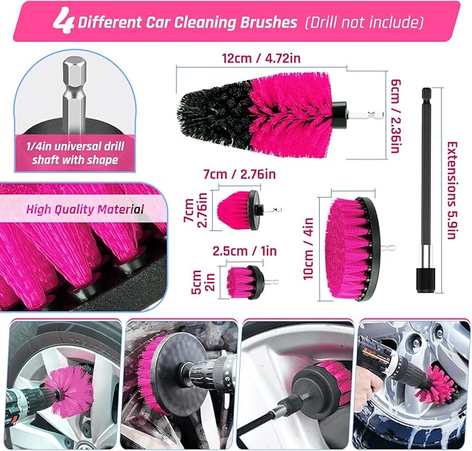55PCS Pink Car Detailing Kit Interior Cleaner with High Power Handheld Vacuum, Car Wash kit with Detailing Brush Set,Car Interior Detailing Kit,Car Accessories for Cars,Gifts for Women