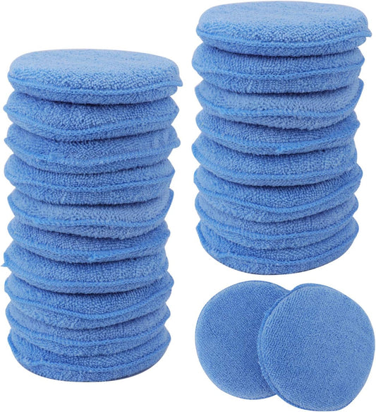 Fasmov Microfiber Applicator Pads Wax Applicator, 20 Pack Foam Applicator Pads Car Wash Sponge, Buffing & Detail Polishing Foam Pads for Car Cleaning and Fine Polishing (5" Diameter, Blue)