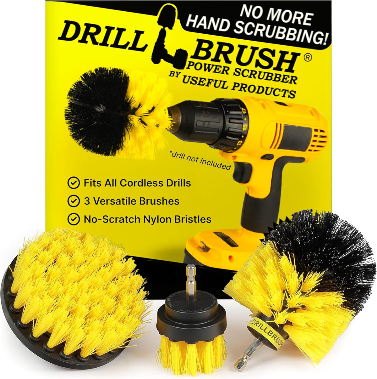 Drill Brush Attachment Set for Bathroom, Tile & Grout Cleaning