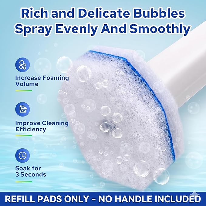 60pcs Disposable Toilet Brush Refills, Toilet Bowl Cleaner Refill Pads, Compatible with Most Toilet Cleaning Wands & Systems, Disposable Scrubber Refill Heads for Deep Bathroom Cleaning