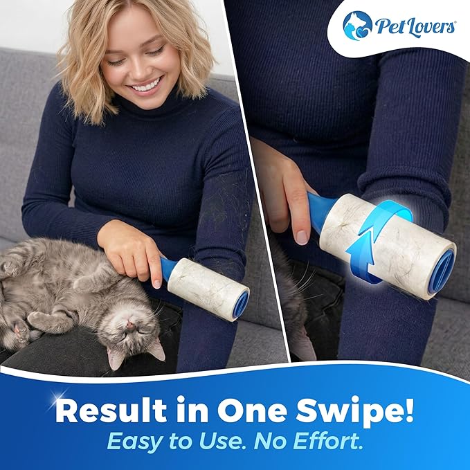 PetLovers Extra Sticky Lint Roller Value Set 300 Sheets for Pet Hair Removal, Dog and Cat Lint Remover 3 Pack