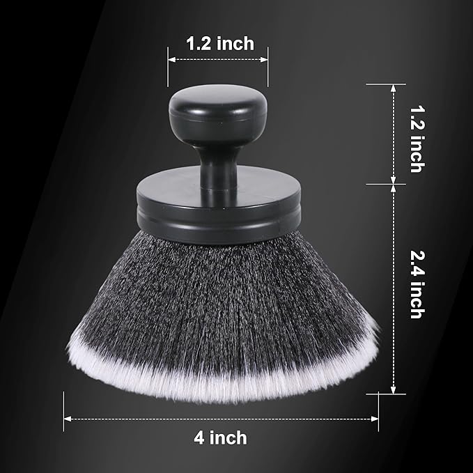 BABYSHEEP Ultra Soft Bristles Detailing Brush -Synthetic Brush, Car Detail Brush, 5.0 Inch Diameter Covers Large Area Inside or Outside Vehicles (Black-Grey)