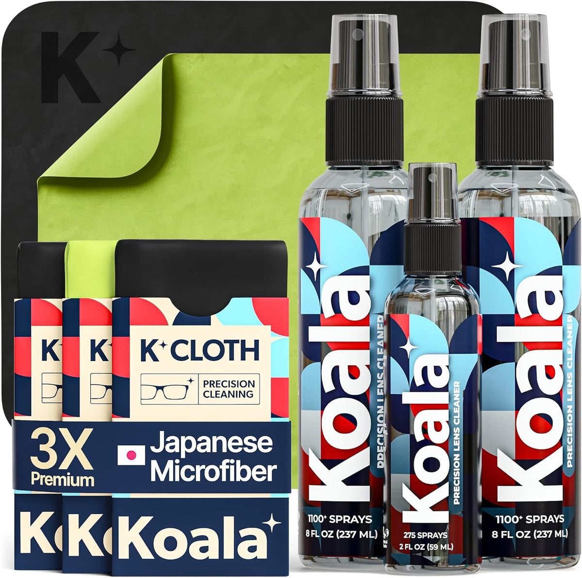 Koala Eyeglass Lens Cleaner Spray Kit | Japanese Microfiber (6 Piece Set)