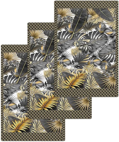 Palm Tree Waffle Kitchen Hand Towels Set of 3,Super Absorbent & Quick Dry Hair Dish Bath Tea Golf Microfiber Towel,Soft 