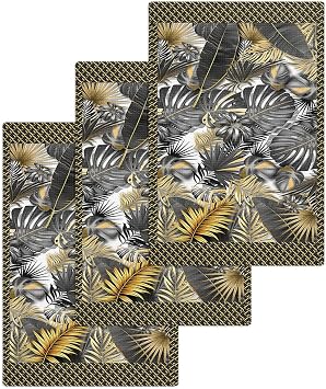 Palm Tree Waffle Kitchen Hand Towels Set of 3,Super Absorbent & Quick Dry Hair Dish Bath Tea Golf Microfiber Towel,Soft 