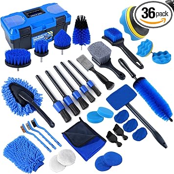 36Pcs Car Detailing Kit, Car Detailing Brush Set, Car Cleaning Kit, Auto Detailing Tools for Interior Exterior Wheels, P