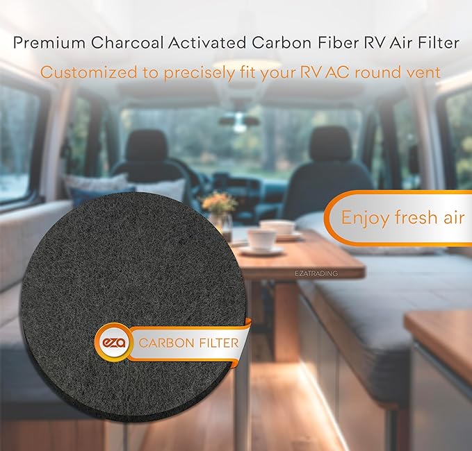 RV Premium Charcoal Activated Carbon Fiber Air Conditioner Filter - Air Duct AC Carbon Filter Replacement for RV AC Vent (8 Pack, 5.25" Round)