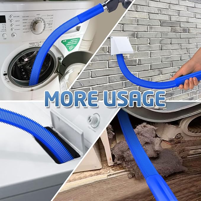 PetOde 2 Pieces Dryer Vent Cleaner Kit Compatible with Most Vacuum Cleaner, Dryer Lint Brush and Vacuum Hose Attachment, Quickly Lint Remover, Deep Blue
