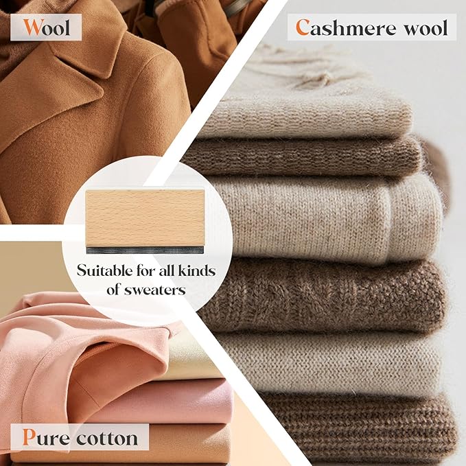 Cashmere Comb - Double Edge Sweater Pill Remover, Beech Wood Fabric Fuzz & Lint Remover for Wool, Cashmere, Knitwear & Home Textiles(1 PCS)