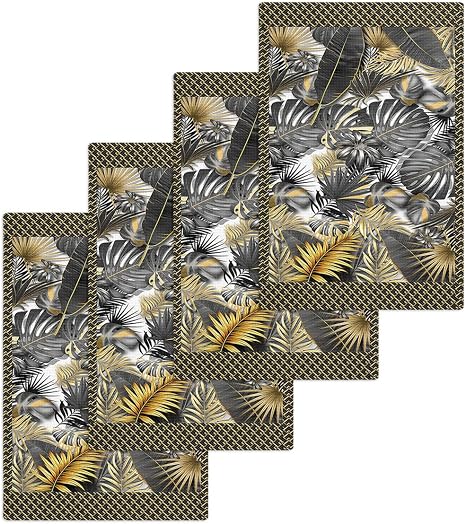 Palm Tree Waffle Kitchen Hand Towels Set of 4,Super Absorbent & Quick Dry Hair Dish Bath Tea Golf Microfiber Towel,Soft 