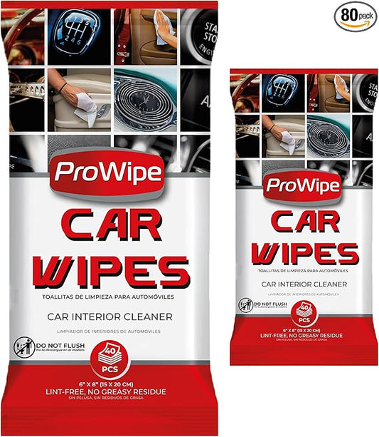 Car Cleaning Wipes - Car Interior Cleaner, Dashboard Cleaner, 2x40-80 Count, Residue-Free Wipes for Interior Surfaces, From Dashboard to Leather Seats, Must Have Accessories