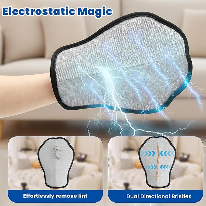 Pet Hair Removal Gloves, Reusable Electrostatic Pet Removal Gloves for Cats & Dogs, Magic Brush Pet Hair Remover Tool for Couch, Carpet,Laundry,Sofa