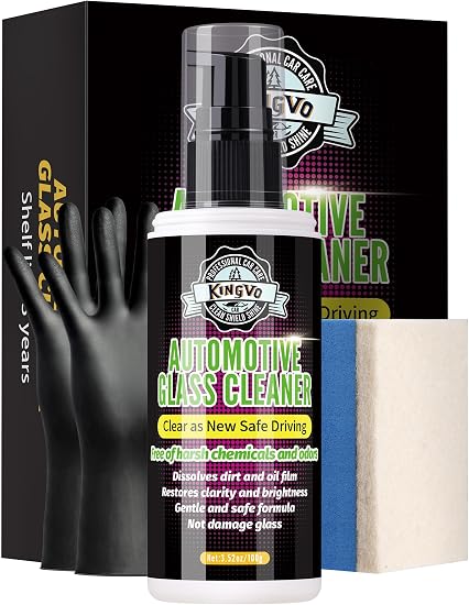Kingvo Car Glass Cleaner Spray, Windshield Washer Fluid,Car Window Cleaner Auto Detailing Supplies Shower Door Water Spo
