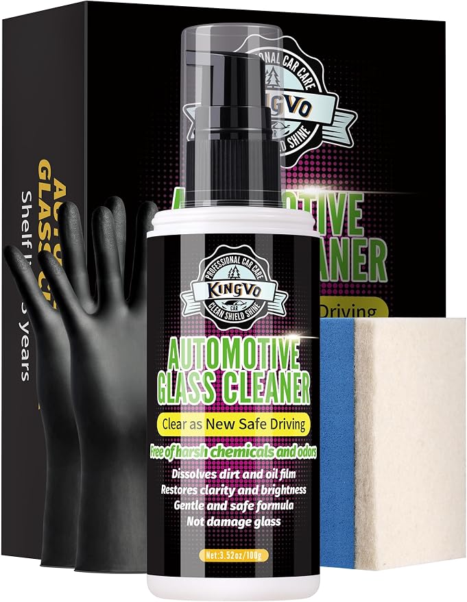 Kingvo Car Glass Cleaner Spray, Windshield Washer Fluid,Car Window Cleaner Auto Detailing Supplies Shower Door Water Spo