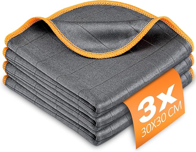 Airlab Glass Polishing Streak Free Miracle Cleaning Cloth, Grey-Orange