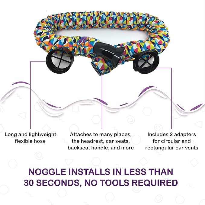 NOGGLE, 6ft - Kids Personal Air Conditioning System, Made in USA, Directs Cool Air to Children in The Backseat - Air Conditioning Vent Hose for Vehicles, Making The Back Seat Cool Again - Grey