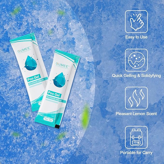 Lemon Portable Toilet Gel, Poo Gel for Potty, Camping Toilet Powder for Bucket, Eco Absorbent Gelling, Portable Urine Packets for Outdoor Recreation Supplies (Lemon-50 Packets, 10g of each)