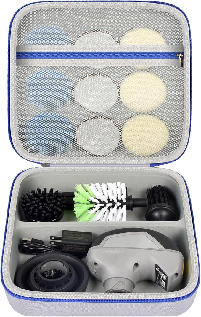 PAIYULE Case for Dremel Versa Power Scrubber Kit Cleaning Tool PC10-07/ PC360-5 Grout Brush, Bathroom Shower Scrub Kitchen & Bathtub Cleaner Holder for Spin Scrubbers, Sponge Pads-Grey(Box Only)