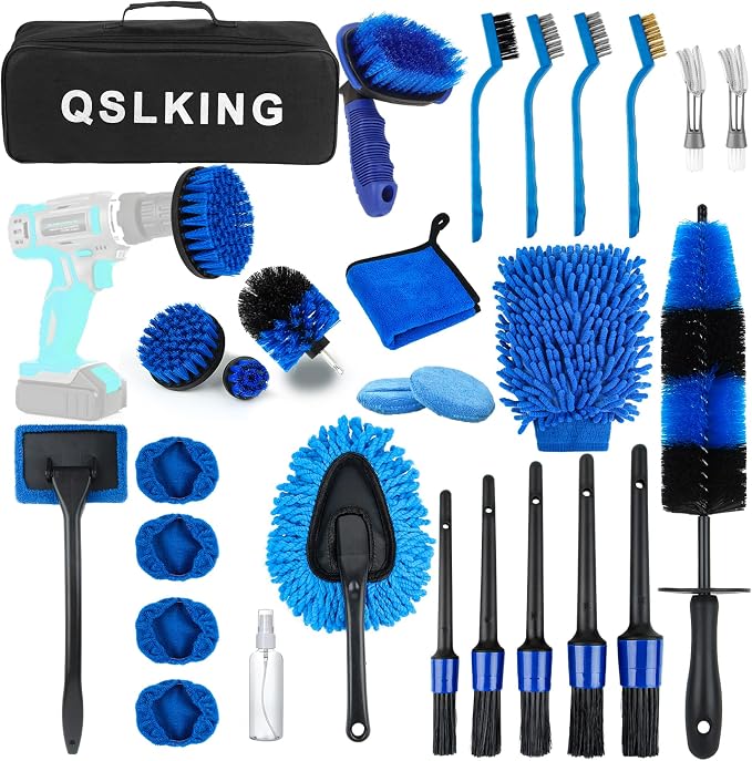 30 PCS Car Detailing Kit - Car Cleaning Wash Brush Set, Auto Interior Detailing Washing Brush Kit Tool, Car Cleaning Sup