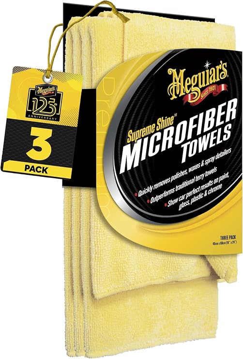 Meguiar's Supreme Shine Microfiber Towels for Cars,Absorbent Ultra-Plush Car Microfiber Towel Set for Effectively Removi