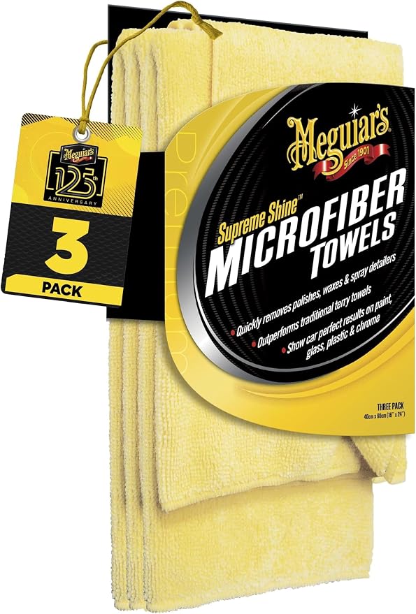 Meguiar's Supreme Shine Microfiber Towels for Cars,Absorbent Ultra-Plush Car Microfiber Towel Set for Effectively Removi