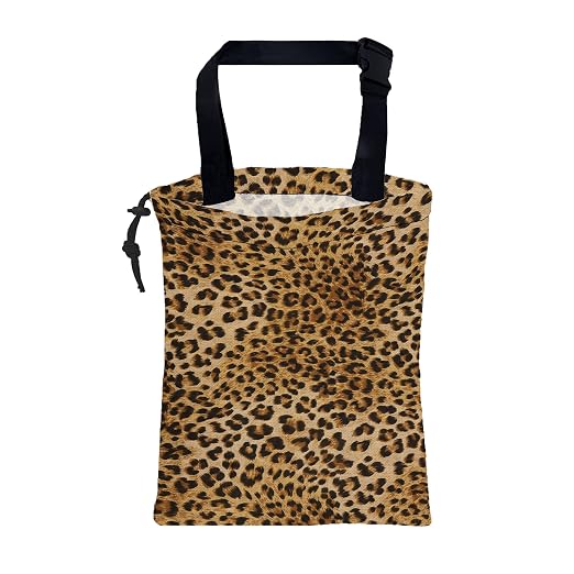 Car Trash Bag Brown Leopard Leak-Proof Waterproof Car Garbage Bag with Drawstring Foldable Canvas Trash Bin with Adjusta