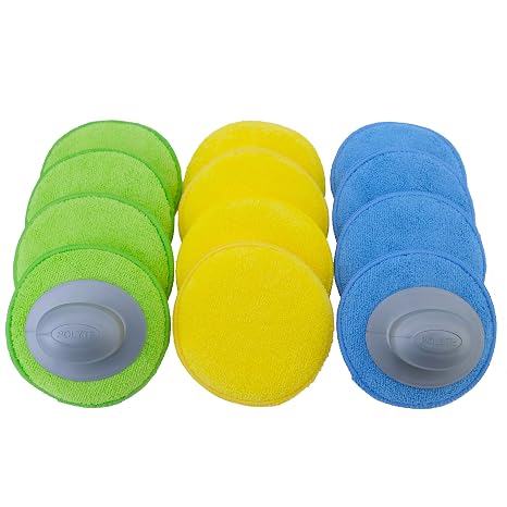 POLYTE Microfiber Detailing Wax Applicator Pad w/2 Handles, 5 in, 12 Pack