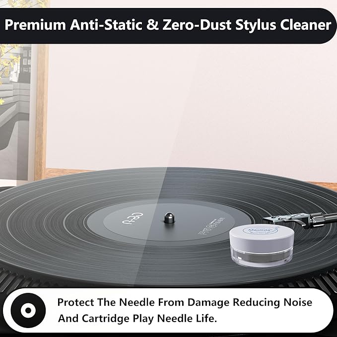 Turntable Stylus Clean Gel - Premium Anti-Static & Zero-Dust Stylus Cleaner, Dirt and Debris Dry Cleaning Mixture for Vinyl Record Player Needle (Grey)