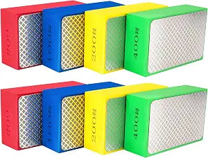 GDDGHS 8Pcs Diamond Hand Polishing Pads, 60/100/200/400 Grit 4-in-1 Diamond Sanding Pads for Wet/Dry Use, High Hardness 