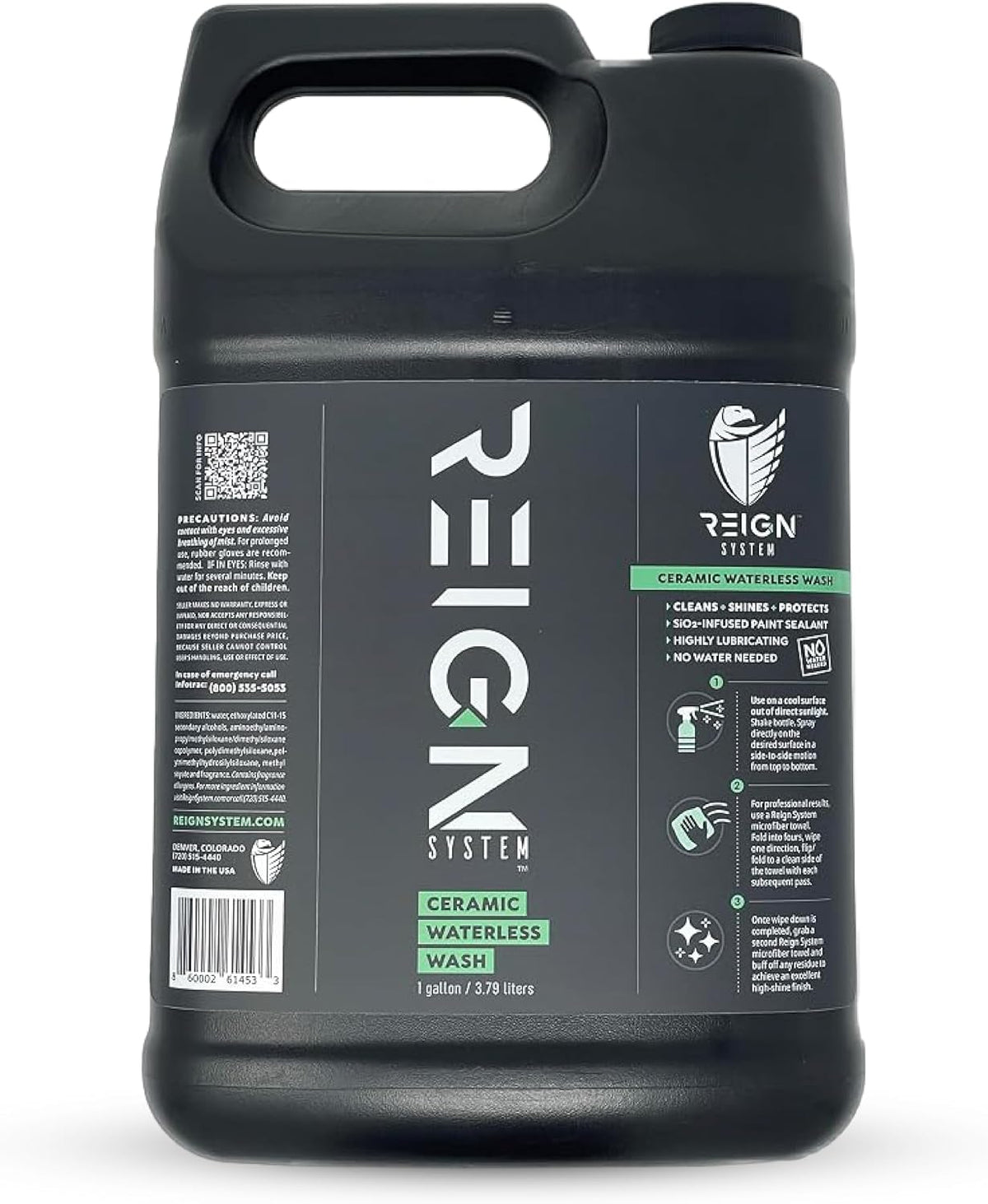 REIGN Ceramic Waterless Car Wash, SiO2 Protect & Shine, 1 Gallon Refill