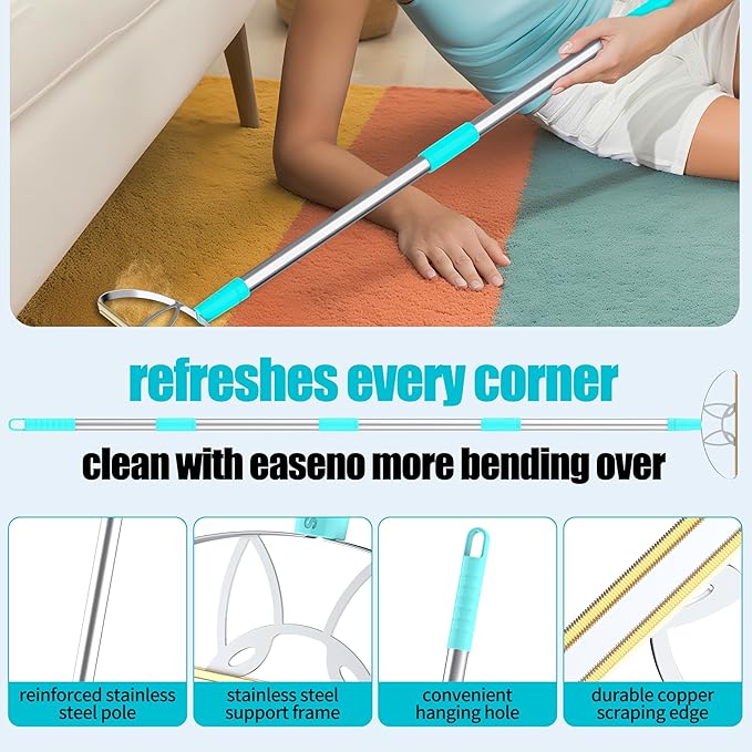 ULTRA+MAX+Pro LINTPLUS Pet Hair Remover Kit - 3-Size Carpet Rakes (S/M/L) w/Stainless Steel Handles - For Rugs, Carpets, Floors & Furniture - Stand-Up Design