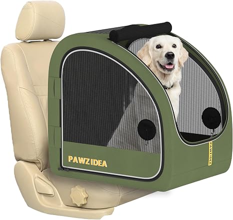 PAWZIDEA Portable Dog Crate for Car Travel, Medium & Large Dogs Up to 80lbs