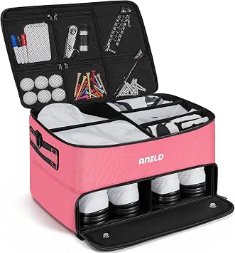 ANILD Golf Trunk Organizer, 2 Layer Golf Storage Case