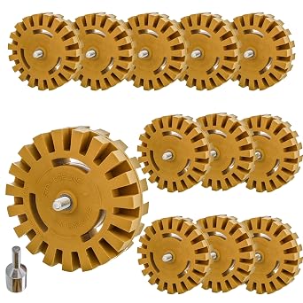 TCP Global Rubber Eraser Wheel with Drill Adapter - 4” Knobby Slotted Edge