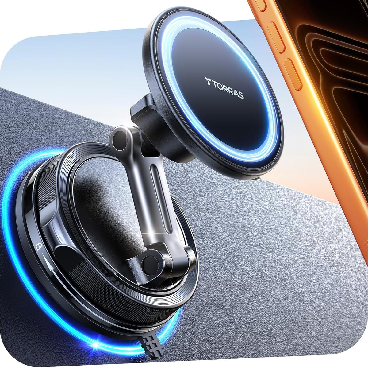 TORRAS 2026 Vacuum for Magsafe Car Mount【98+LBS Strongest Suction & Ultra Magnet】 Magnetic Phone Holders for Your Car, 360° Adjustable Car Phone Holder Mount for iPhone 18 Pro Max 17 16 15 14 13 12