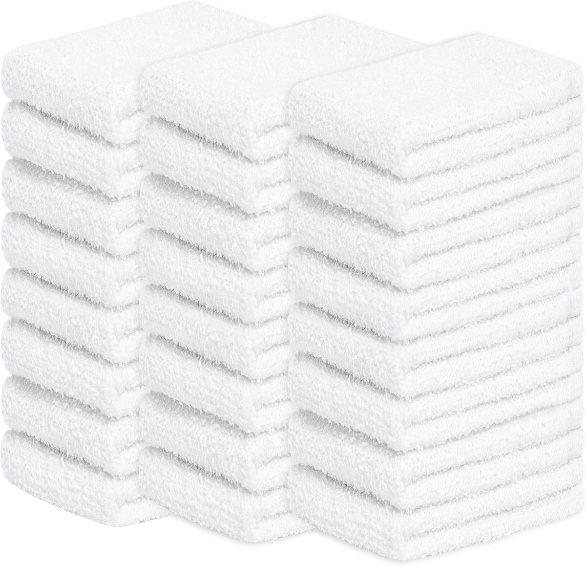 13 x 13 Inches Bar Mop Towels White Terry Cloth Dish Rags, Cotton Cleanings Cloths - Soft & Gentle Face Towels, Absorbent & Lightweight Bar Rags for Kitchen Hand Towels (24 Pack)