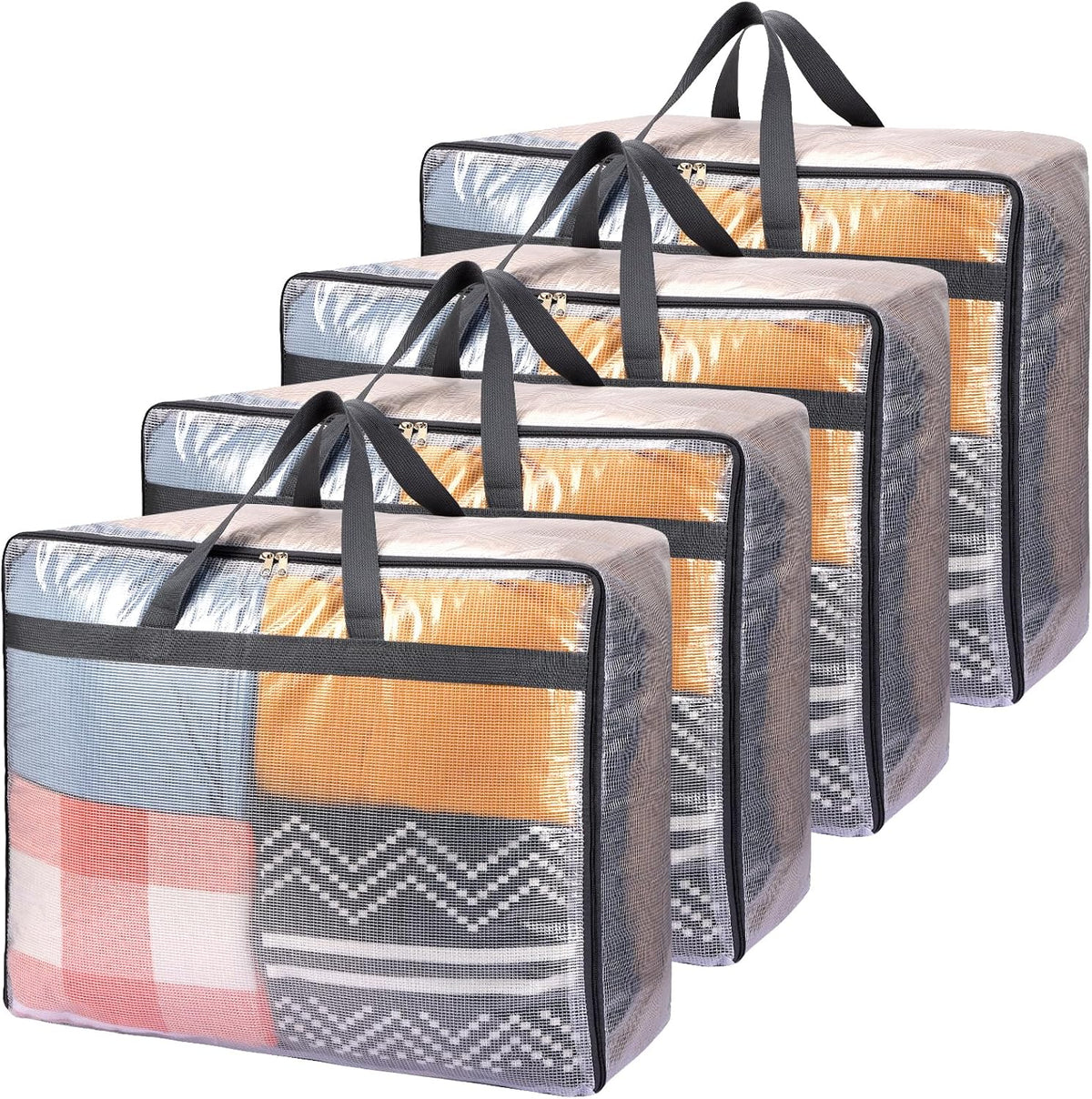 Storage Bags 4 Pack 75L XL Mesh Clear for Blankets Clothes Comforter