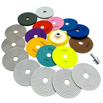 6 Inch Diamond Polishing Pads 11 PCS Wet/Dry Polishing Kit 50-10000 Grit