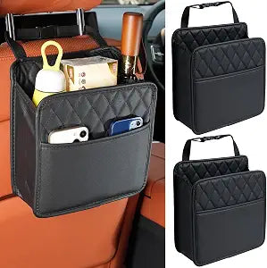 FrgKbTm 2Pack Car Seat Back Hanging Bag Car Document Holder Multi-Pocket Bottle Bag Storage Waterproof Pu Leather Box Or