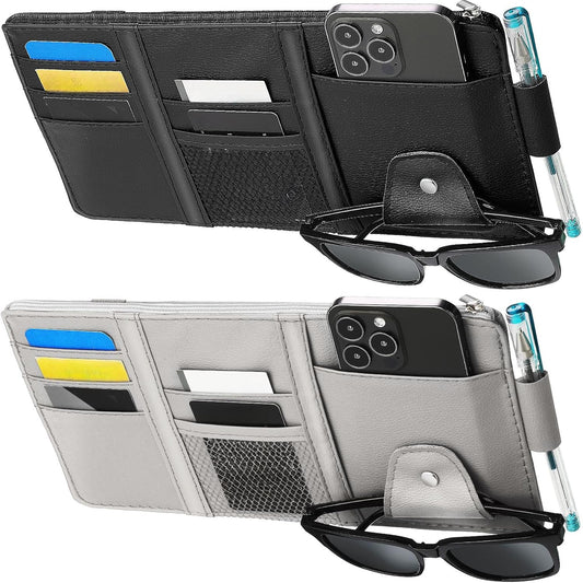 BOAO 2 Packs Car Sunvisor Organizer, Large, Black, Gray