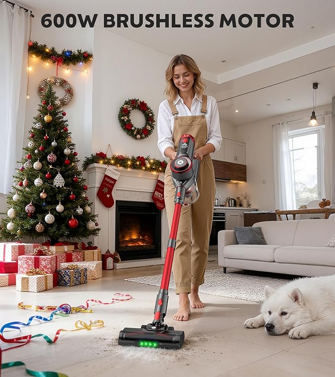 Cordless Vacuum Cleaner, 650W 55KPa Powerful Stick Vacuum, 70-Min Runtime, Self-Standing, Anti-Tangle Brush, OLED Display, Vacuum for Carpet, Hardwood Floors & Pet Hair