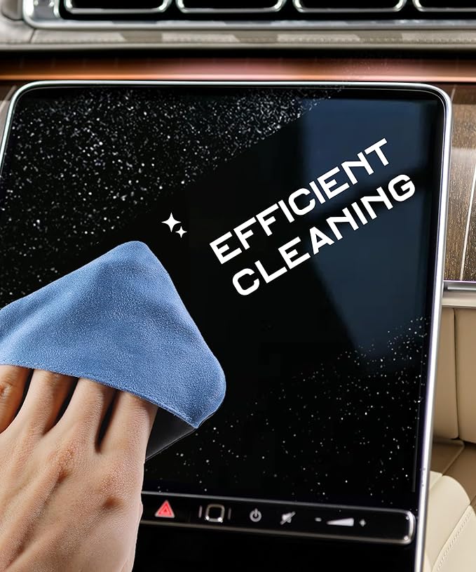SCUARI Car Screen Cleaner,Touch Screen Cleaner for Car,Car Accessories Car Screen Wipes,Foldable Car Screen Cleaner Cloth,Square Microfiber Screen Cleaning Pad,Fits Car Dashboard LCD Display (Blue)