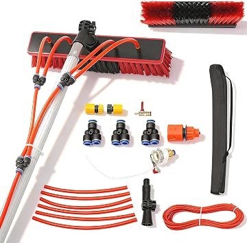 10Ft Reach Solar Panel Cleaning Brush & Pole Water Fed Pole Kit,Suitable for high Windows Cleaning, Solar photovoltaic P
