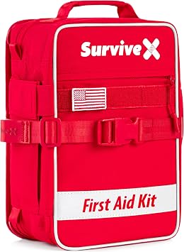 SurviveX Large First Aid Kit, Emergency Kit for 3-4 People