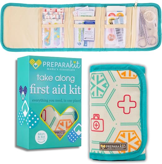 Travel First Aid Kit for Kids - Mini Car, Purse, Backpack, or Diaper Bag 75 Piece Medicine Includes All Essential Medica