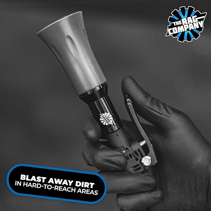 The Rag Company - Ultra Air Blaster Mini - Lift and Blast Dirt and Debris Away for Interior Detailing; Durable and Ergonomic Metal Design; Trigger Operated