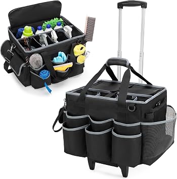 HODRANT Large Cleaning Caddy with Detachable Trolley & Shoulder Strap